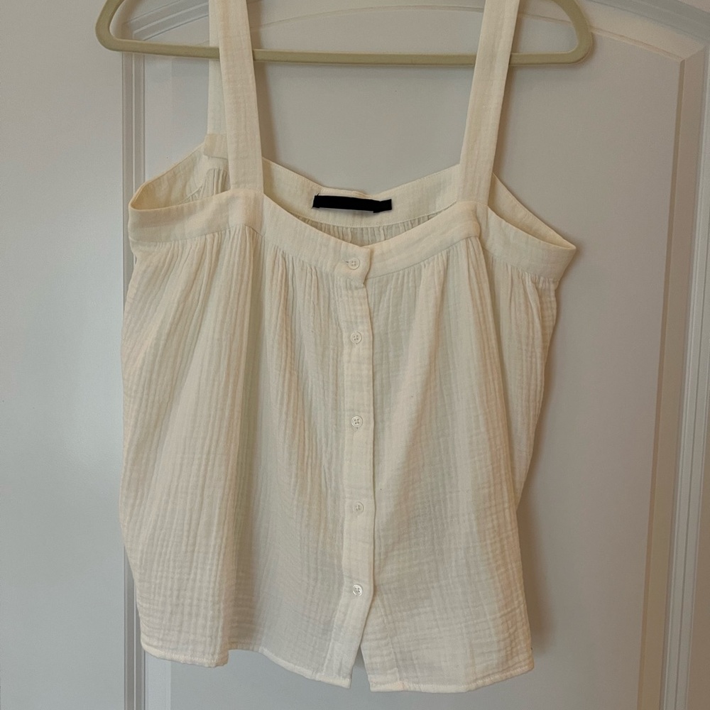 Jenni Kayne white gauzy cotton tank.